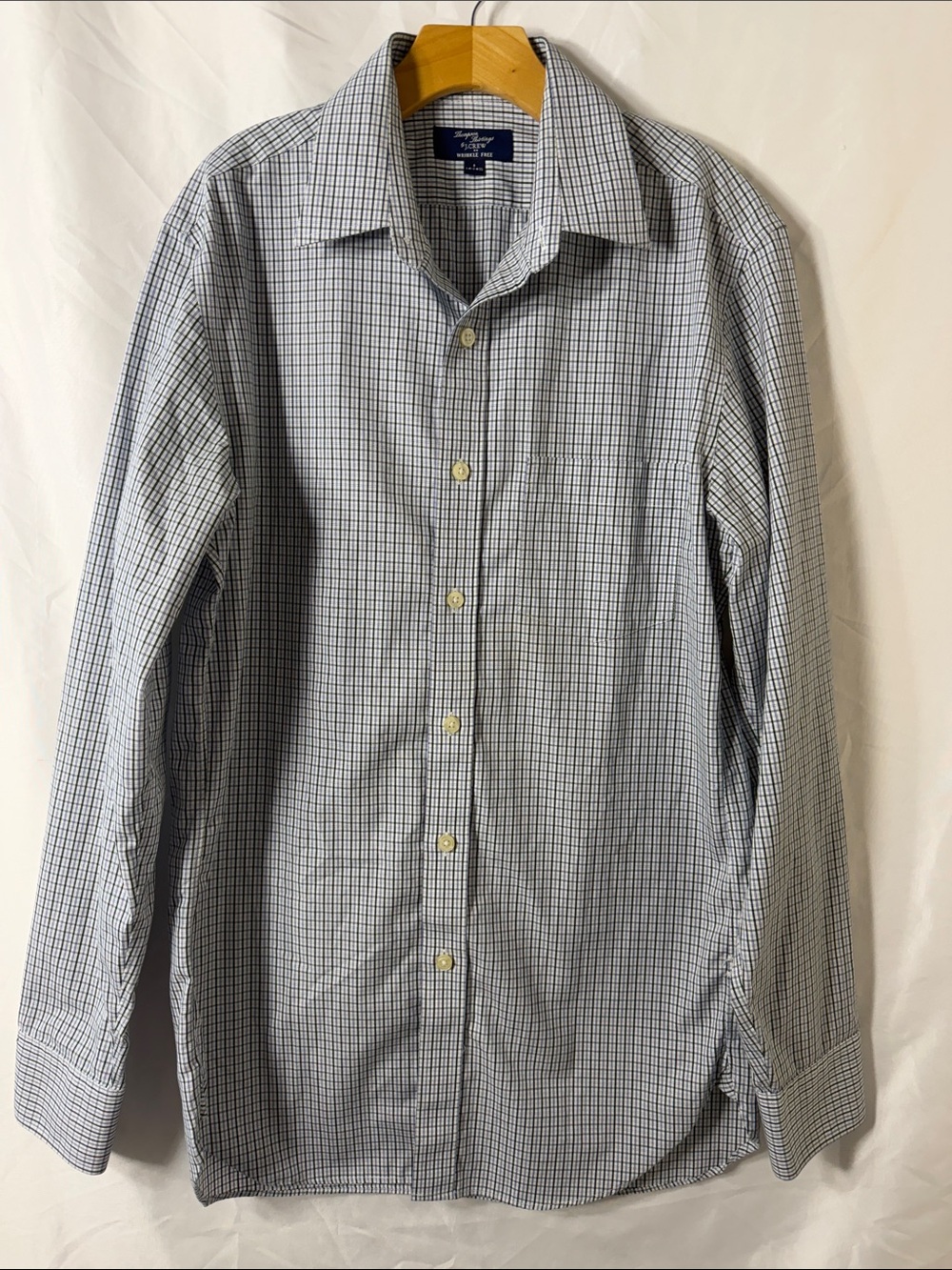 J Crew Factory Thompson Plaid Dress Shirt S Wrinkle Free Cotton 80s 2-ply